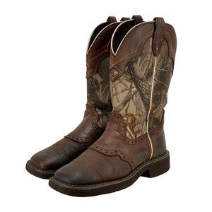 Justin Boots Gypsy Women’s Size 7B Leather Real Tree Camo Square Toe (HF12)
